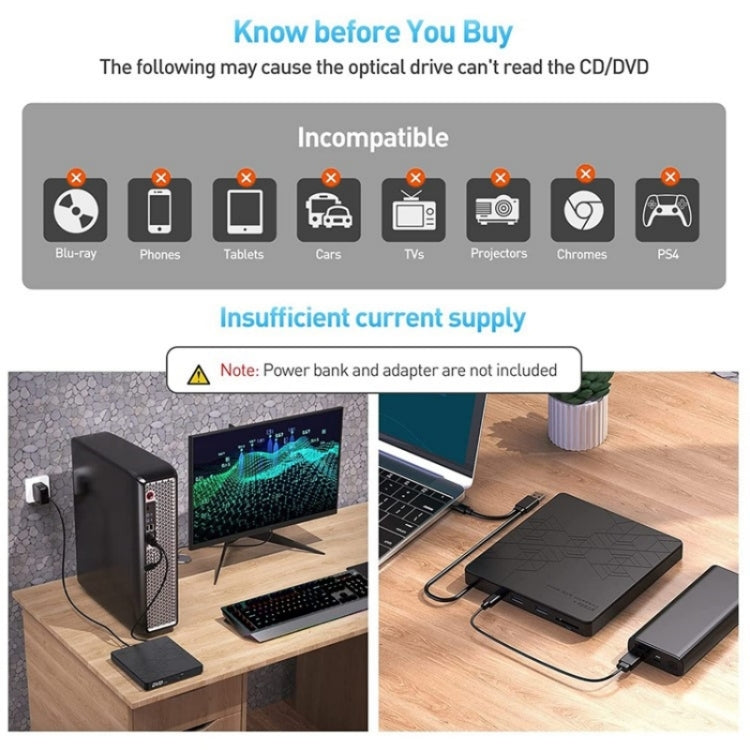 Lettore disco ottico esterno USB con scheda TF/SD