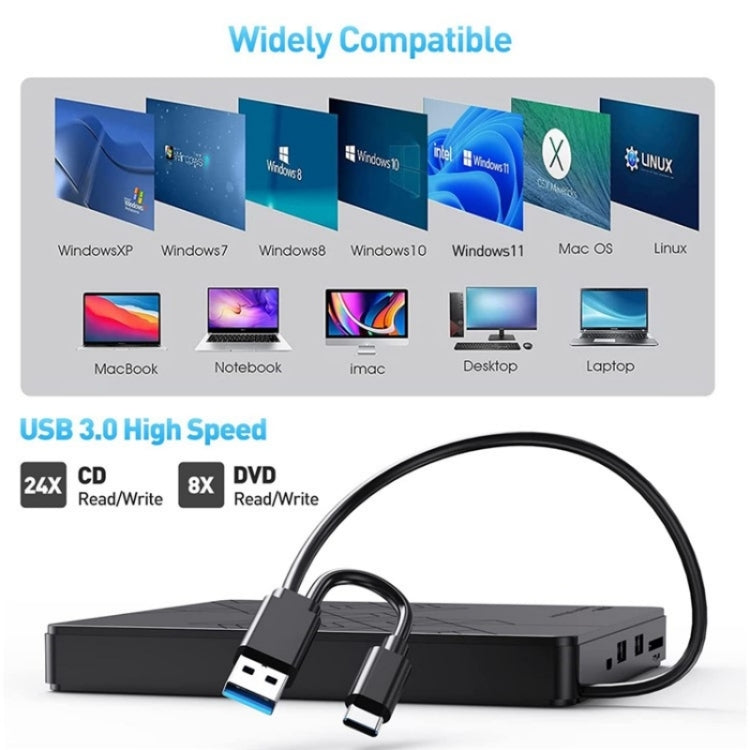 Lettore disco ottico esterno USB con scheda TF/SD