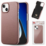 Custodia iPhone 15 Plus retro in pelle Litchi Oil Edge