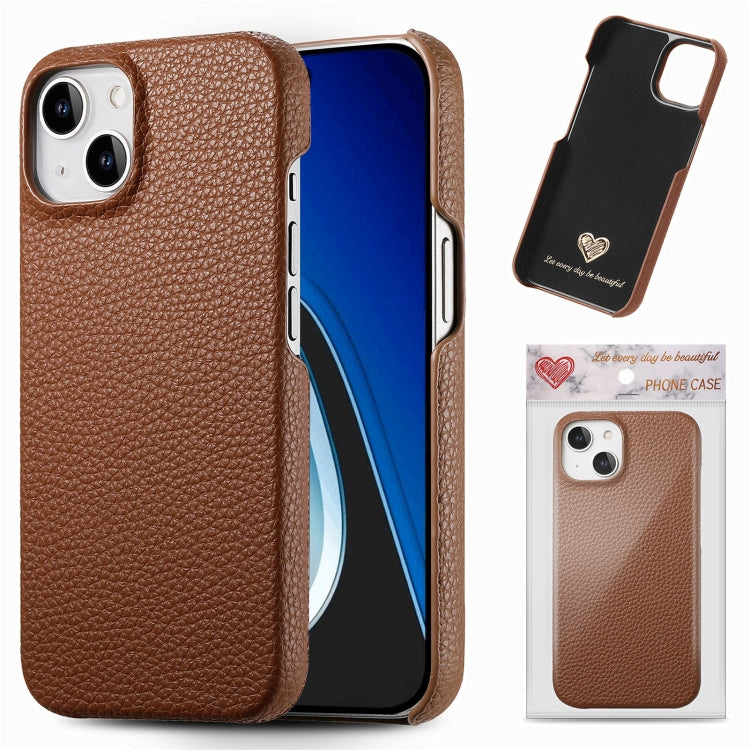 Custodia iPhone 15 Plus retro in pelle Litchi Oil Edge