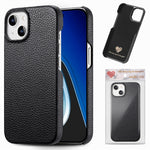 Custodia iPhone 15 Plus retro in pelle Litchi Oil Edge