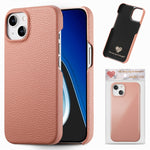 Custodia iPhone 15 Plus retro in pelle Litchi Oil Edge