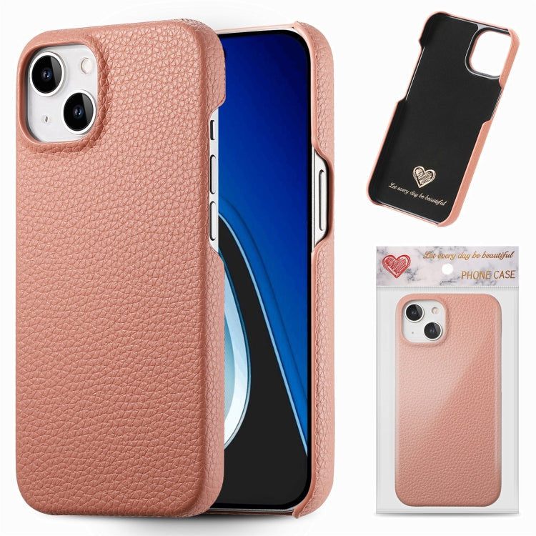 Custodia iPhone 15 Plus retro in pelle Litchi Oil Edge