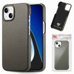 Custodia iPhone 15 Plus retro in pelle Litchi Oil Edge