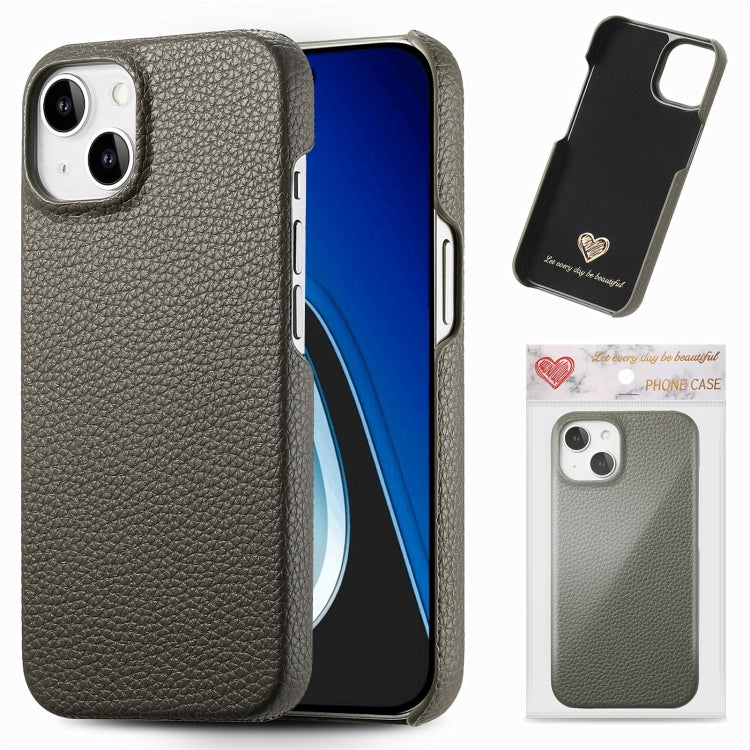 Custodia iPhone 15 Plus retro in pelle Litchi Oil Edge