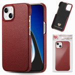 Custodia iPhone 15 Plus retro in pelle Litchi Oil Edge