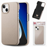 Custodia iPhone 15 Plus retro in pelle Litchi Oil Edge