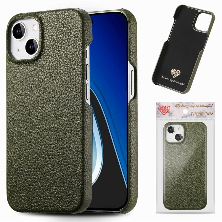 Custodia iPhone 15 Plus retro in pelle Litchi Oil Edge