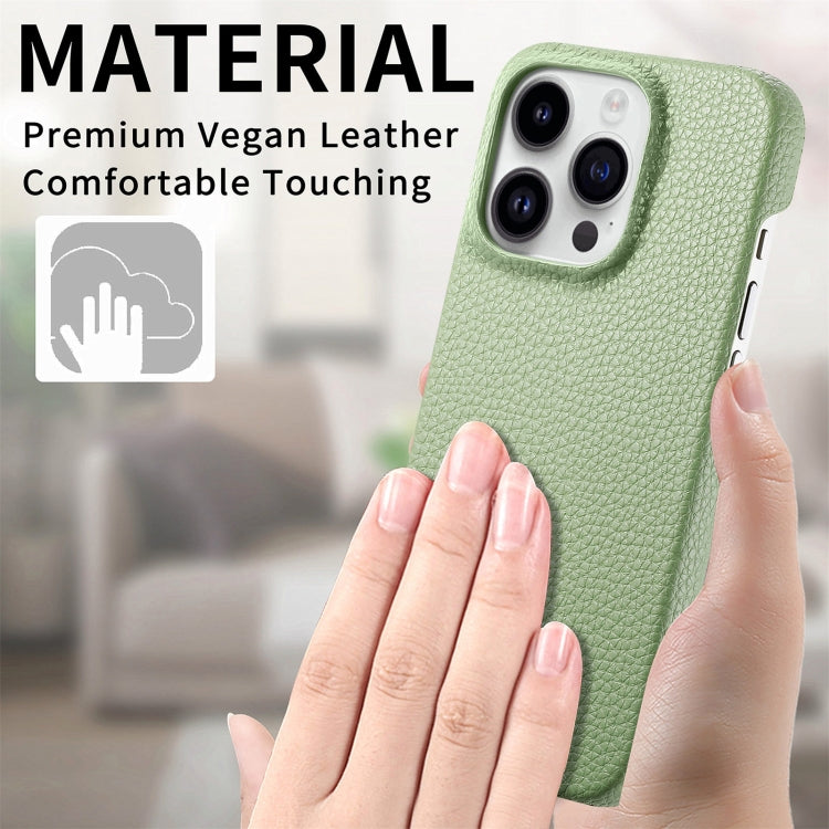 Custodia iPhone 15 Plus retro in pelle Litchi Oil Edge