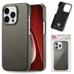 Custodia iPhone 15 Plus retro in pelle Litchi Oil Edge