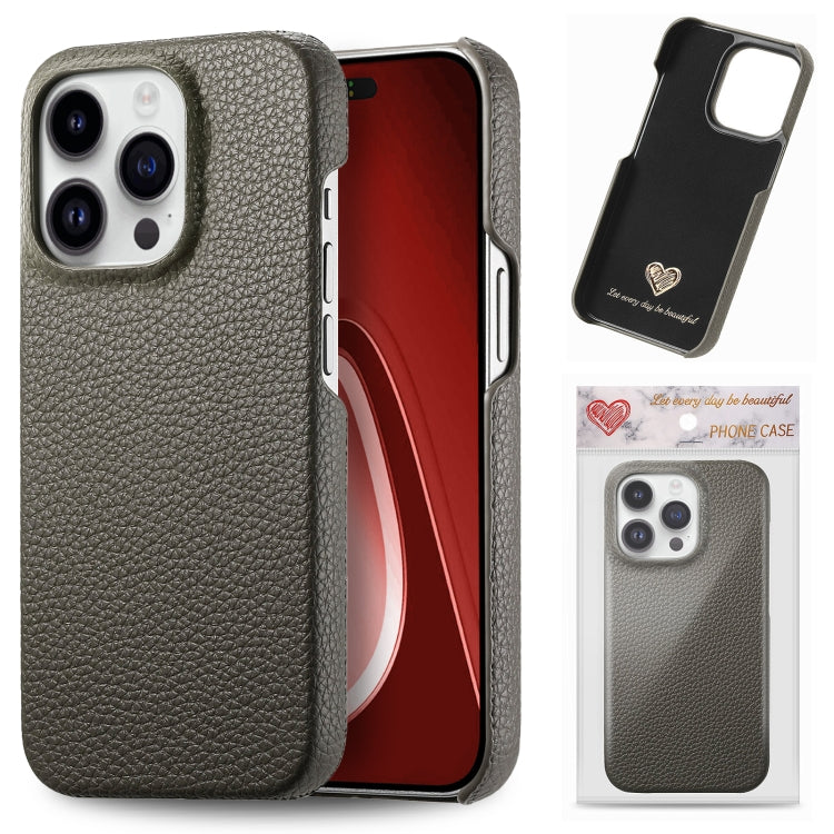 Custodia iPhone 15 Plus retro in pelle Litchi Oil Edge