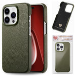 Custodia iPhone 15 Plus retro in pelle Litchi Oil Edge