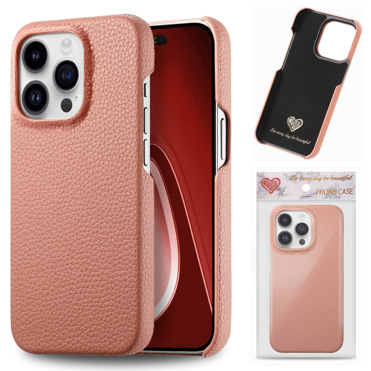 Custodia per iPhone 15 Pro Max con retro in pelle Litchi
