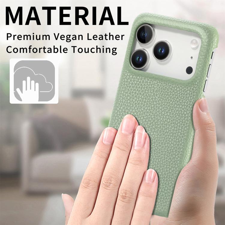 Custodia per iPhone 15 Pro Max con retro in pelle Litchi