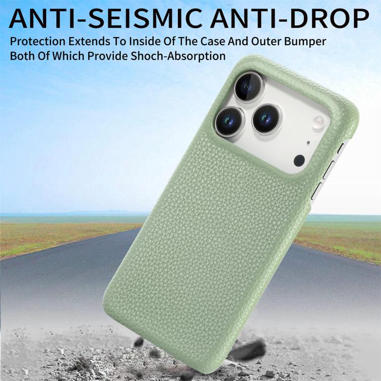 Custodia per iPhone 15 Pro Max con retro in pelle Litchi
