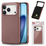 Custodia per iPhone 15 Pro Max con retro in pelle Litchi