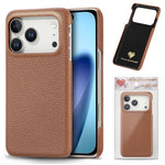 Custodia per iPhone 15 Pro Max con retro in pelle Litchi