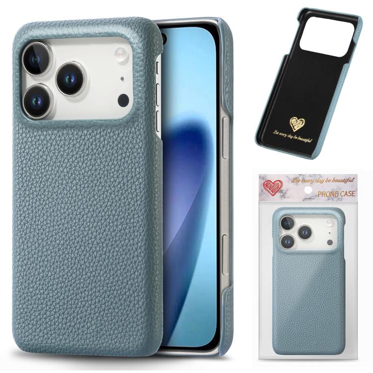 Custodia per iPhone 15 Pro Max con retro in pelle Litchi
