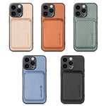 Custodia per telefono Magsafe con scheda in pelle in fibra di carbonio, For iPhone Air, For iPhone 16 Pro Max, For iPhone 16 Pro, For iPhone 16 Plus