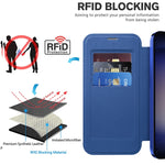 Custodia portafoglio in pelle con RFID per Samsung Galaxy S25+