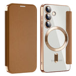 Custodia portafoglio in pelle con RFID per Samsung Galaxy S25+