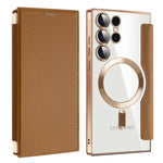 Custodia portafoglio in pelle con RFID per Samsung Galaxy S25+