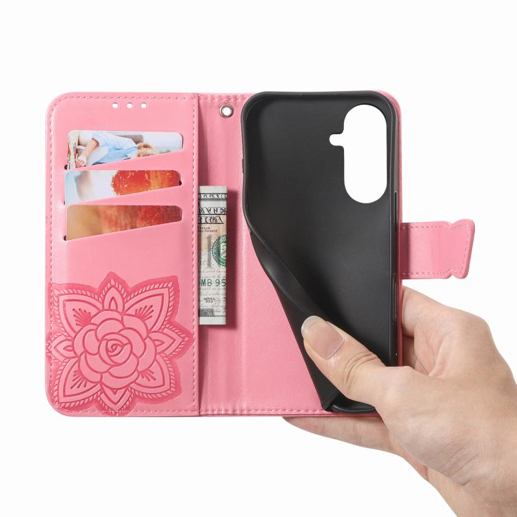 Custodia in pelle con motivo farfalla per Samsung Galaxy A57 5G