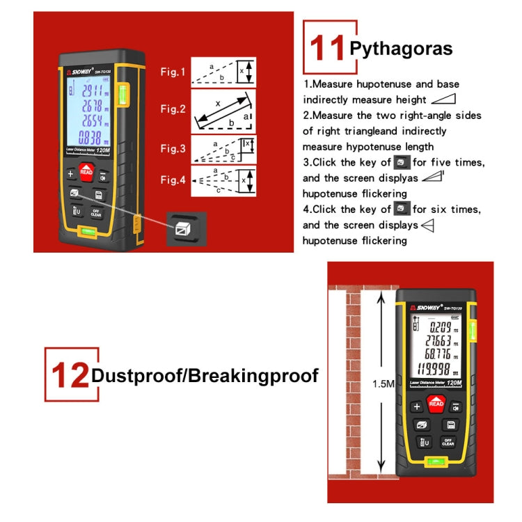 Telemetro laser SNDWAY SW-TG50 con doppia bolla orizzontale - immagine 3