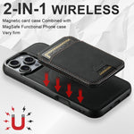 Custodia per telefono posteriore staccabile a portafoglio Suteni H16 Litchi Texture, For iPhone 16 Pro, For iPhone 16 Plus, For iPhone 16, For iPhone 15 Pro Max, For iPhone 15 Pro, For iPhone 15 Plus