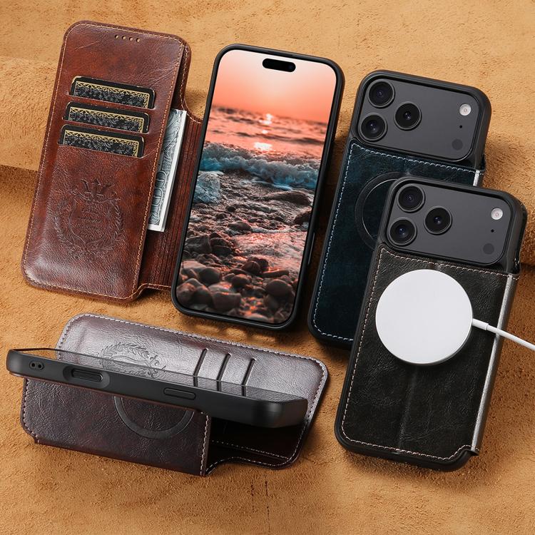 Custodia magnetica in pelle per iPhone 15-17