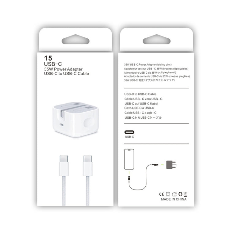 Caricatore USB-C PD 35W con cavo Type-C 1m, presa UK