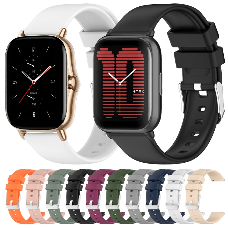 Cinturino per orologio in silicone tinta unita liscio da 20 mm, For Amazfit Bip 3, For Amazfit Bip 3 Pro