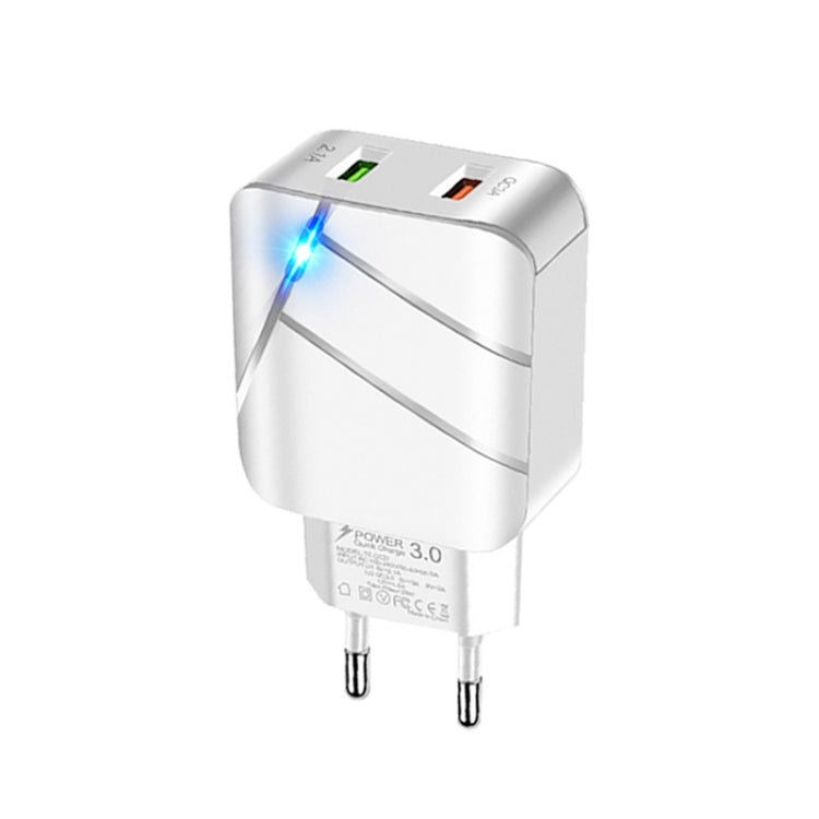 Caricabatterie doppio USB QC3.0 28W con presa europea