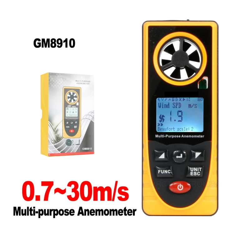 Anemometro digitale GM8910 per vento e temperatura con LCD retroilluminato - immagine 2