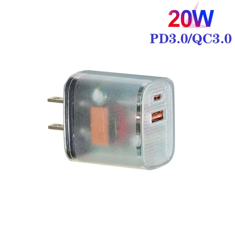 Caricabatterie USB PD3.0 Type-C QC3.0 20W trasparente US