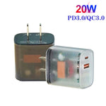 Caricabatterie USB PD3.0 Type-C QC3.0 20W trasparente US
