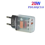 Caricabatterie USB PD3.0 Type-C QC3.0 20W con presa EU
