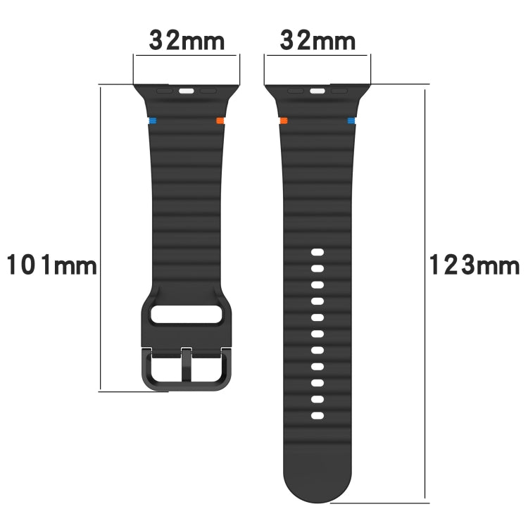 Cinturino per orologio in silicone con cuciture a grana ondulata, For Apple Watch Series 6 40mm, For Apple Watch Series 6 44mm