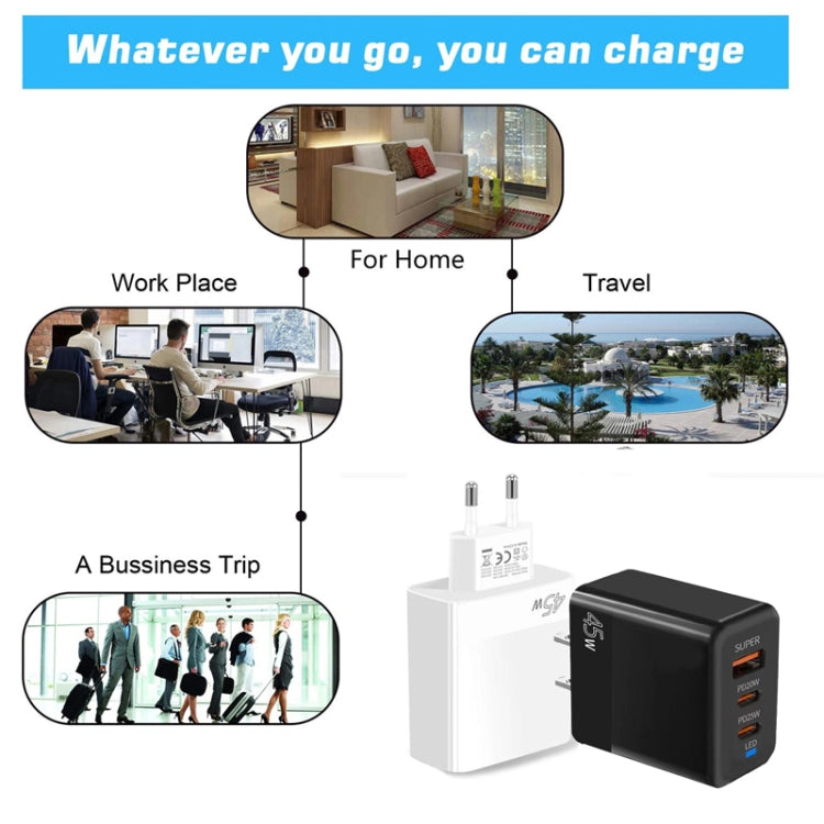 Caricabatterie USB 45W con PD3.0 e QC3.0 spina UE
