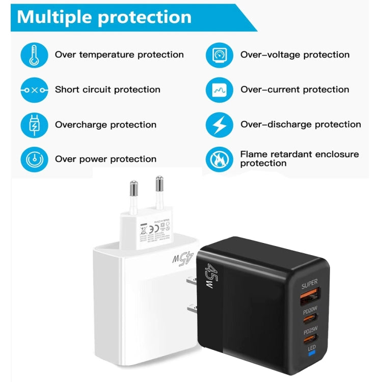 Caricabatterie USB 45W con PD3.0 e QC3.0 spina UE