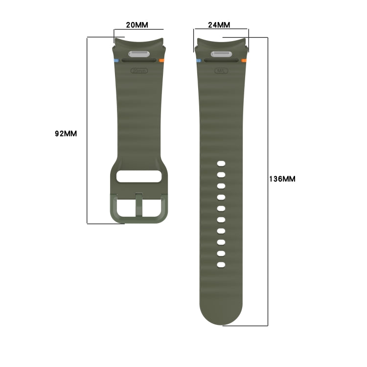 Cinturino per orologio in silicone a sgancio rapido con cucitura a grana ondulata, For Samsung Galaxy Watch 6 44mm, For Samsung Galaxy Watch 6 40mm