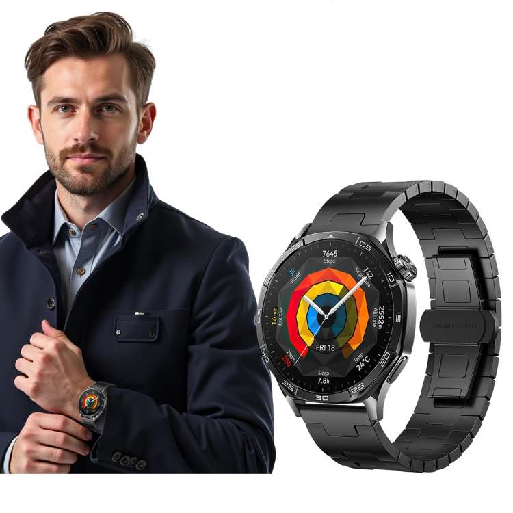Cinturino in lega di titanio 22 mm nero per Huawei Watch GT2 Pro
