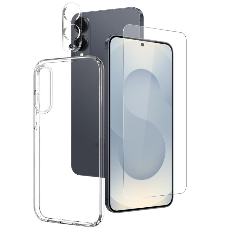 Custodia TPU trasparente con pellicola e protezione obiettivo per Samsung Galaxy