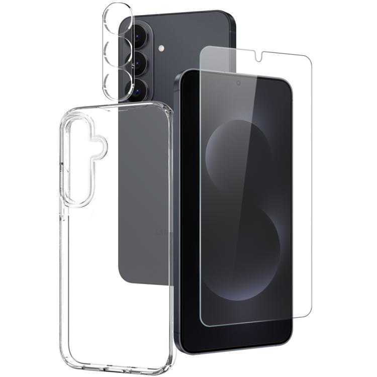 Custodia TPU trasparente con pellicola e protezione obiettivo per Samsung Galaxy
