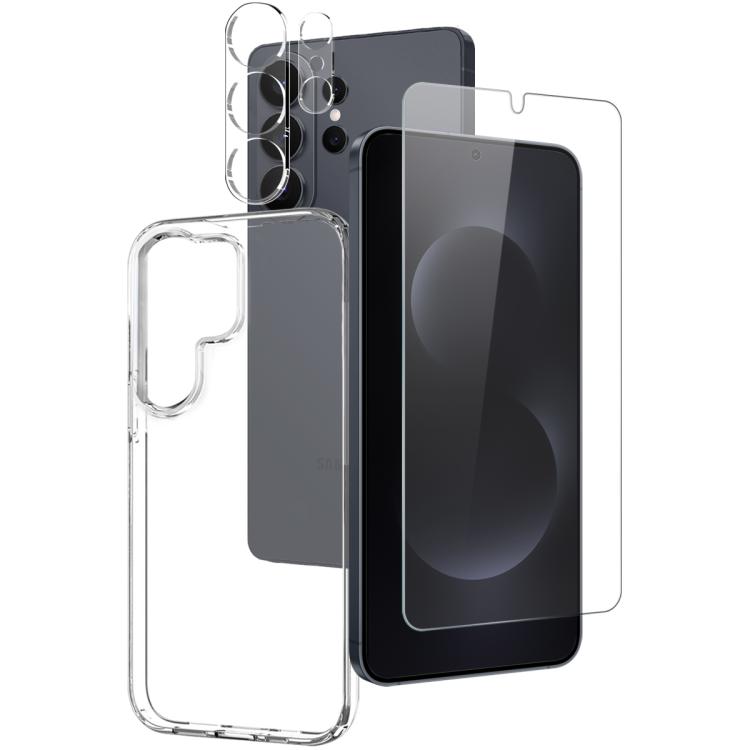 Custodia TPU trasparente con pellicola e protezione obiettivo per Samsung Galaxy