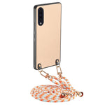 Custodia per telefono con retro in pelle e trama in fibra di carbonio per