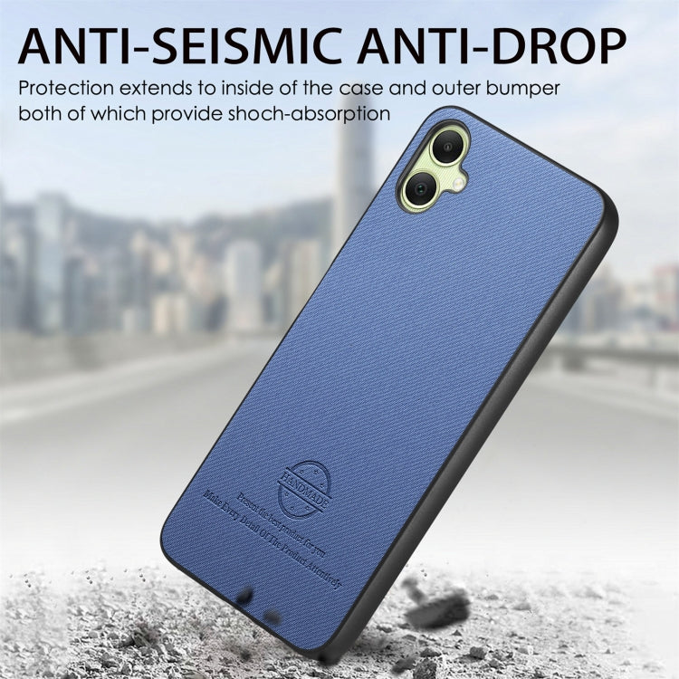Custodia in pelle con retro in tessuto twill per Samsung Galaxy A04e, A14 e A13