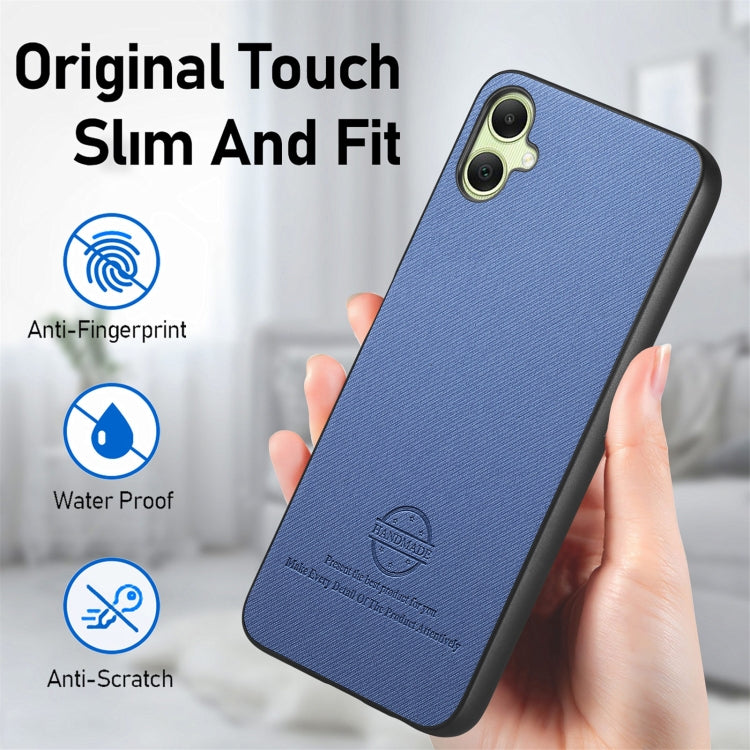 Custodia in pelle con retro in tessuto twill per Samsung Galaxy A04e, A14 e A13