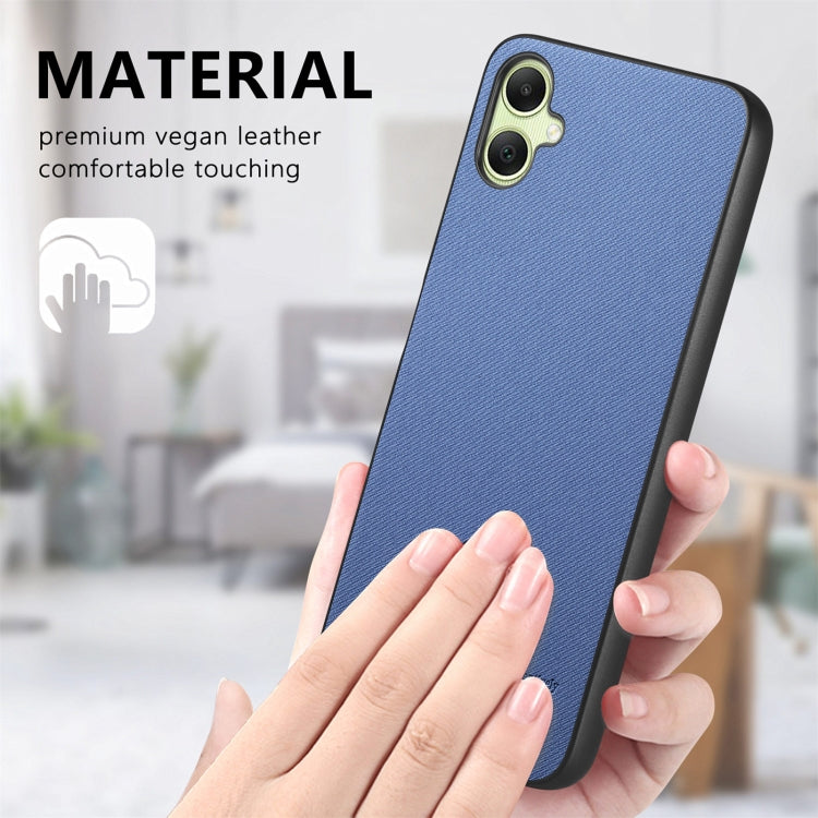 Custodia in pelle con retro in tessuto twill per Samsung Galaxy A04e, A14 e A13