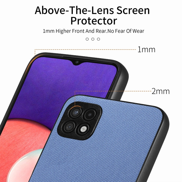 Custodia in pelle con retro in tessuto per Samsung Galaxy A22 5G, S21 FE 5G e